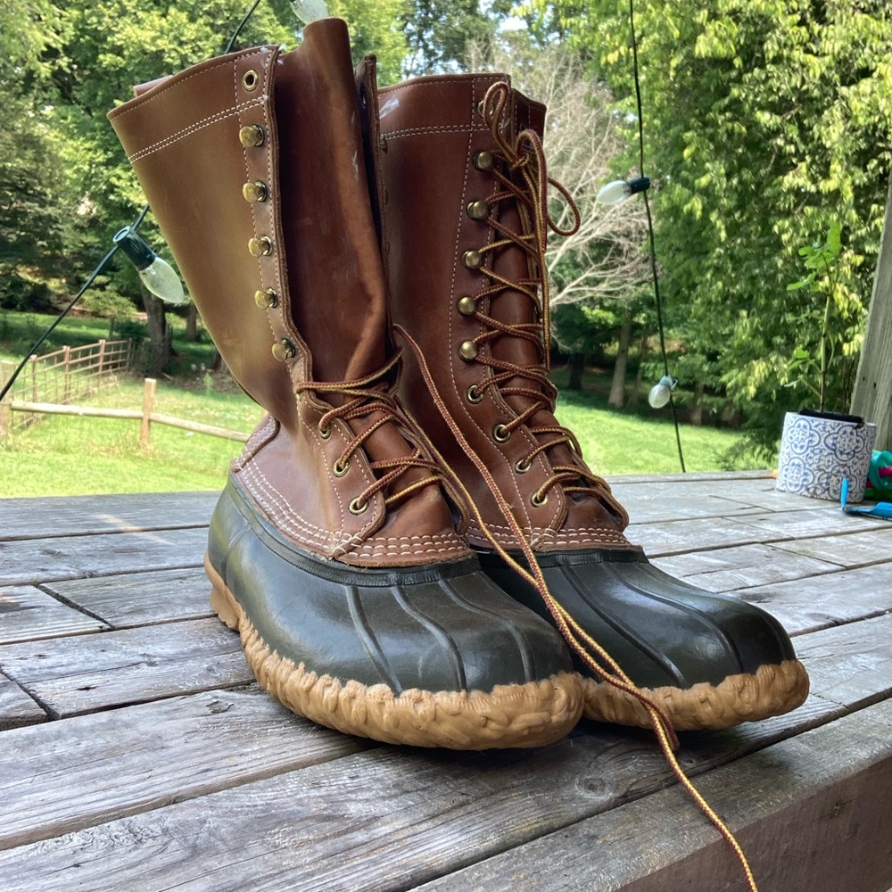 L.L. Bean Men's Brown and Black Rain Boots Never Worn